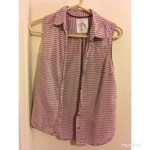 H&M Pink Striped Button-Up Tank Top